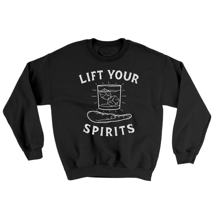 Lift Your Spirits Ugly Sweater Crewneck Sweatshirt 50/50 Cotton Poly Loose Fit