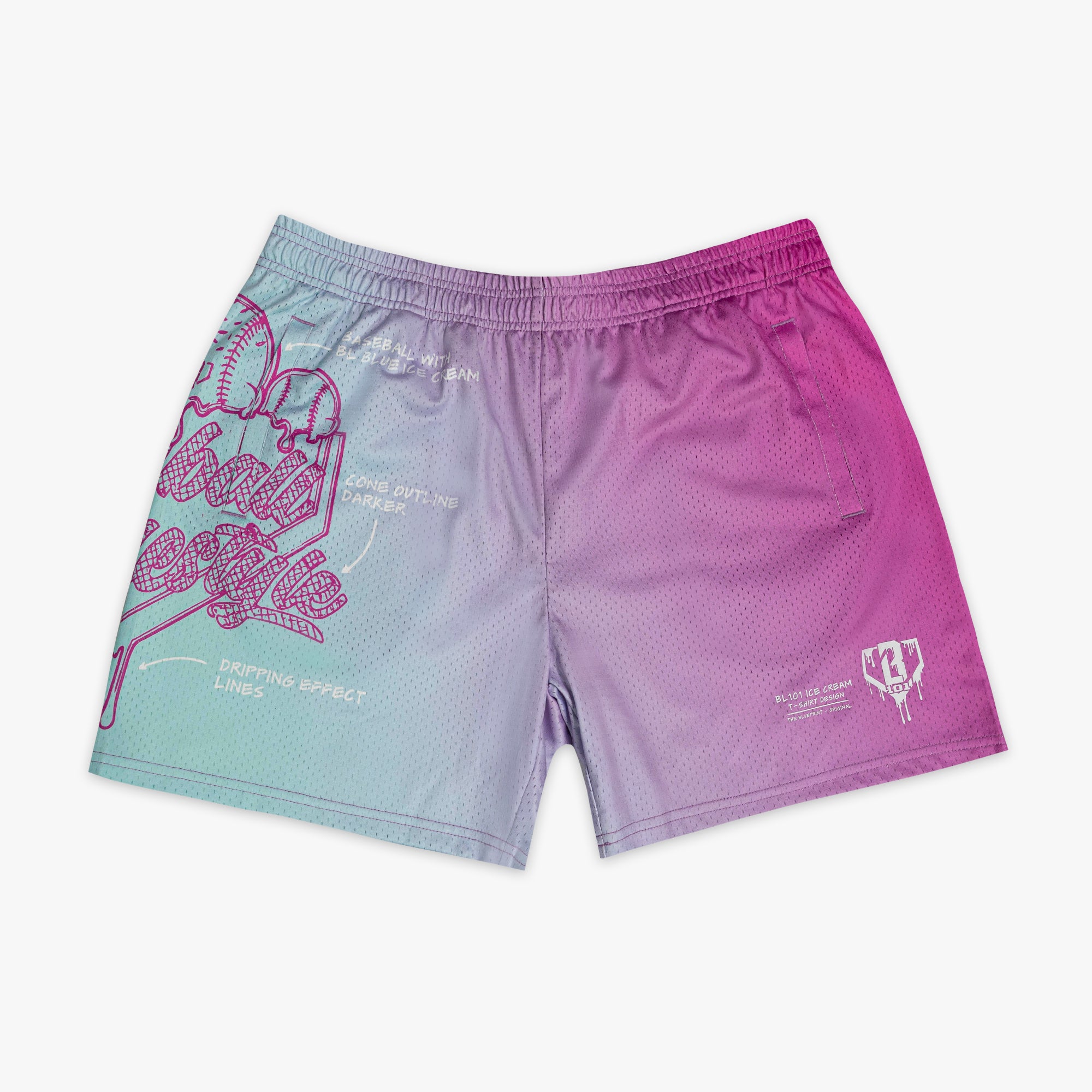 OG Ice Cream Design Shorts - Light Blue