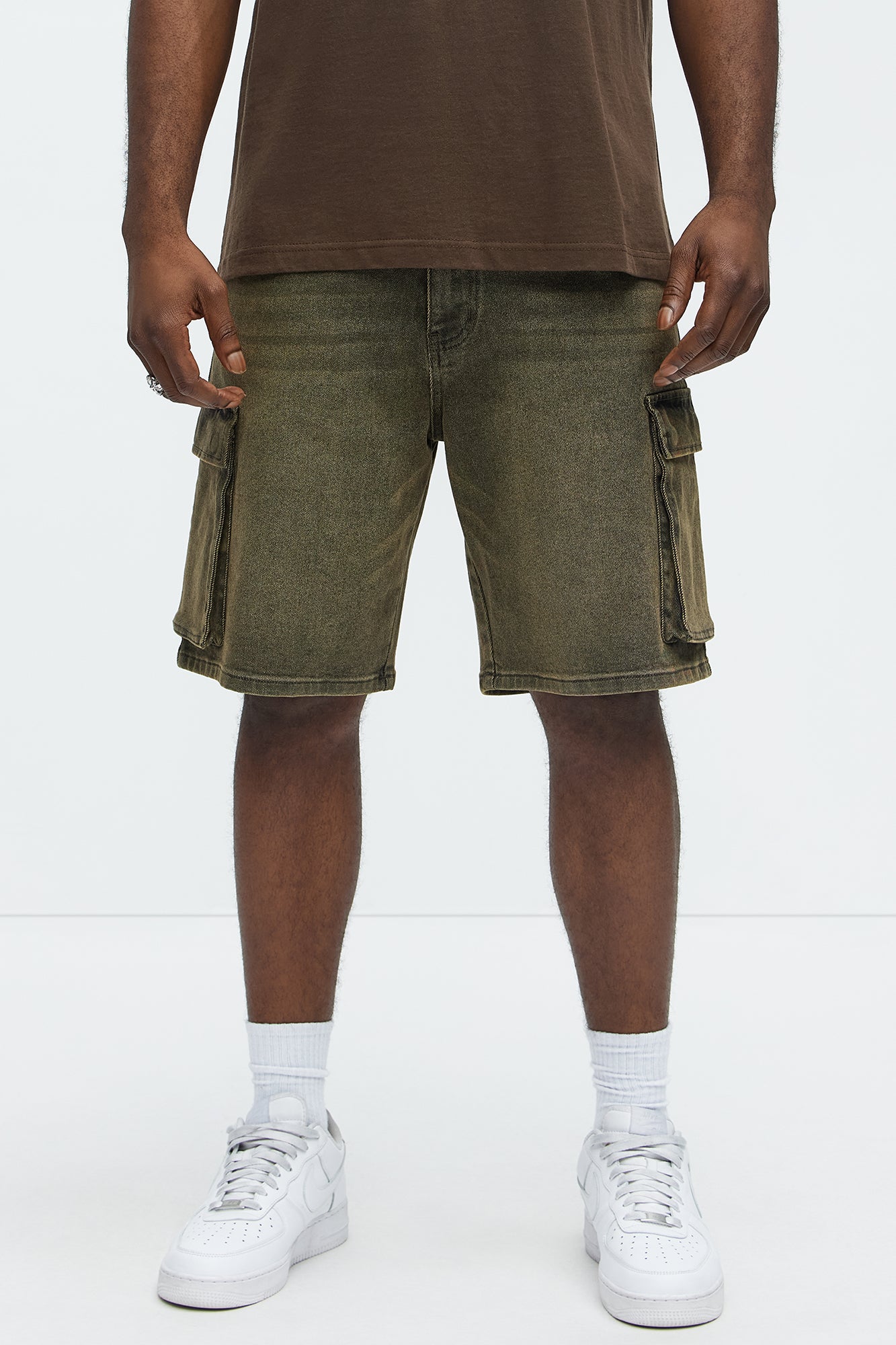 Relaxed Cornell Cargo Denim Shorts in Green