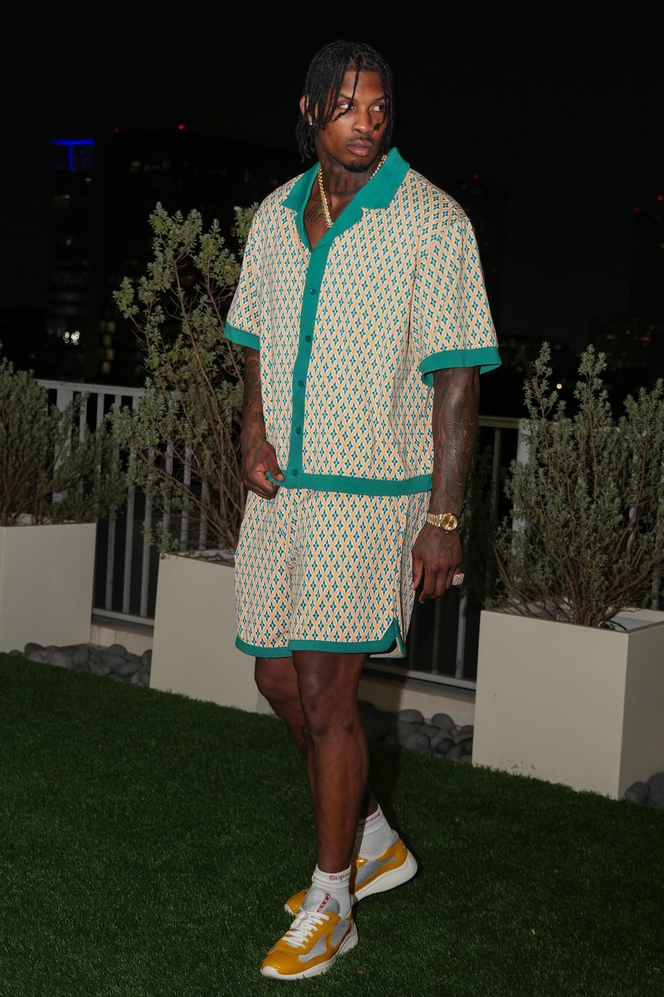 Rushmore Knit Warmup Shorts - Green Combo Regular Fit Athletic Shorts